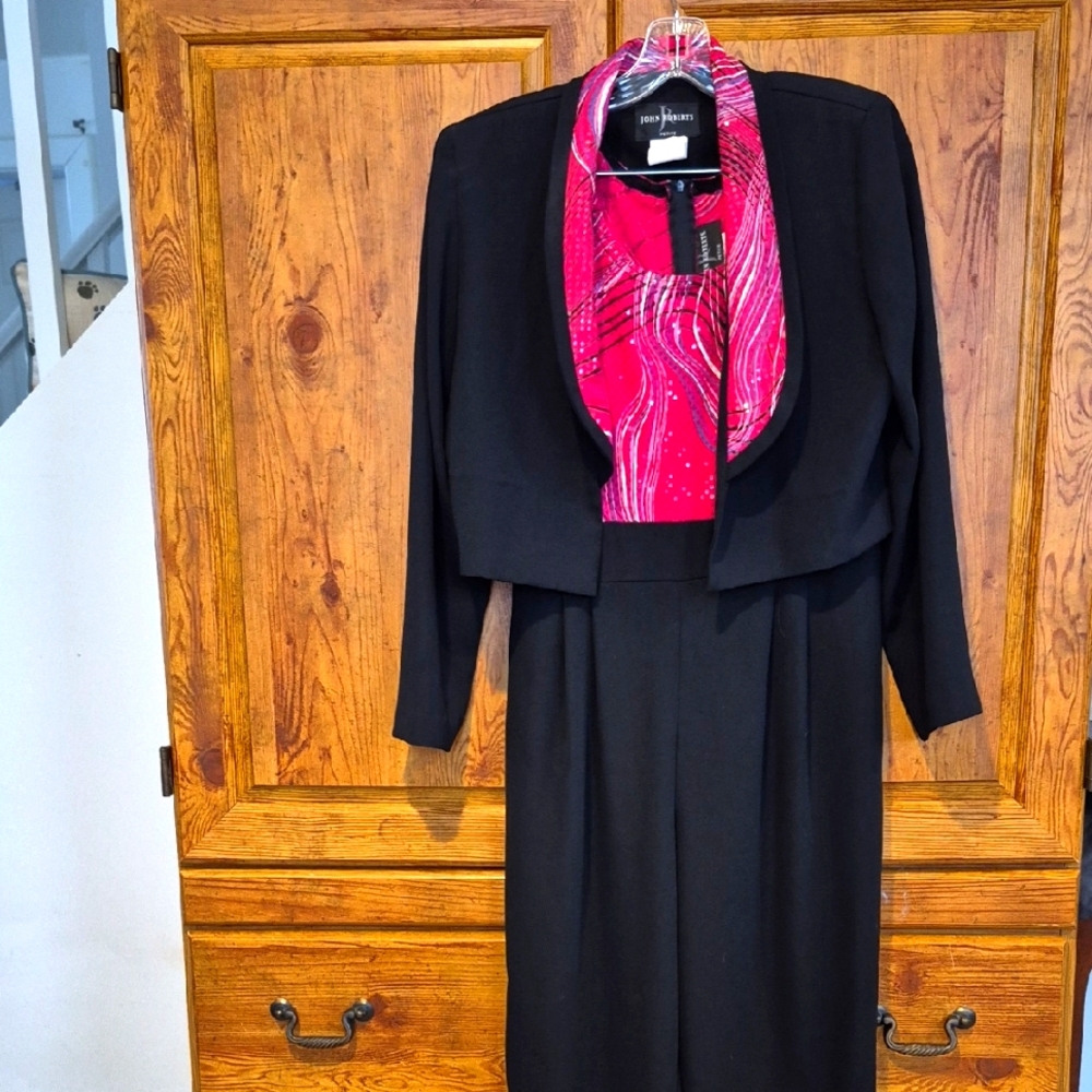 John Roberts Black Petite 2 Pc Set Jacket  Jumpsuit 10